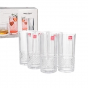 К-КТ 6бр. ЧАШИ СТЪКЛО ЗА ВОДА РЕЛЕФ 330мл Danny Home