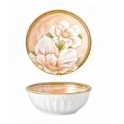 КУПА КЕРАМ. ДЪЛБОКА Ф20см Н9см БЕЖОВИ ЦВЕТЯ В77390 /4/