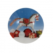 СТЪКЛЕНА КУПА КРЪГ КОЛЕДНА С КОНЧЕ 25см /6/