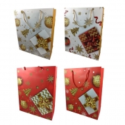 ТОРБИЧКИ ПОД. 10бр. КАРТОН КОЛЕДНИ ЗЛАТЕН БРОКАТ 24*18*8,5см