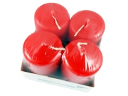 СВЕЩИ ЧЕРВЕНИ цилиндър Bispol 4бр./кутия Н5,5смФ3,5см  