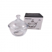 ЗАХАРНИЦА СТЪКЛО С КАПАК И ЛЪЖИЧКА в кутия  ф11,5см.Danny Home