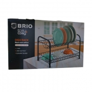 СУШИЛНИК ЗА СЪДОВЕ И ПРИБОРИ 2 нива черен 39,5х24х28см BRIO Metalica
