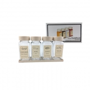 К-КТ 4бр. БУРКАНЧЕТА ЗА ПОДПРАВКИ СТЪКЛО С ПОСТАВКА ЕДНОЦВ.КАПАК 140мл S-725 SARINA /290582/