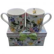 К-КТ 2бр. ЧАШИ ПОРЦ. ЦВЕТЯ С ПЕПЕРУДИ Ф7см Н8см ПОД.КУТ. 