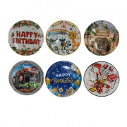 ЧИНИИ ЗА ПАРТИ НАДПИС HAPPY BIRTHDAY 10бр/пак. 18см  ХАРТИЯ малки