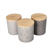 К-КТ 3бр. БУРКАНИ КЕРАМ. С БАМБ. КАПАК Ф10см Н12см СИВИ Danny Home T06-24