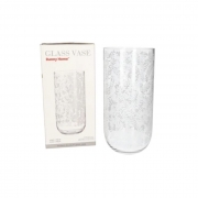 ВАЗА СТЪКЛО НА БЕЛИ ЛИСТА Н25см Ф12см Danny Home 