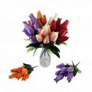 БУКЕТЧЕ ЛАЛЕТА 7бр. 31см СЪС ЗЕЛЕНИНА  LG-10124 /2/