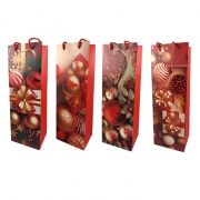ТОРБИЧКИ ПОД. 10бр. КАРТОН ЗА БУТИЛКА КОЛЕДНИ ПОДАРЪЦИ И ТОПКИ 35*12*9см