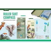 К-КТ чертожен 10 части- 2 пергела,молив,2 триъгълника,транспортир,букви и цифри,гума и острилка,линия 12см в мет. кутия