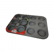ФОРМА ЗА МЪФИНИ 12бр. BRIO Black Stone НЕАЗАЛЕВ.ПОКРИТИЕ 35*26,5*3см