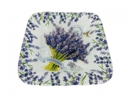 СТЪКЛЕНА КУПА КВАДР. ВЪЛНООБР.  19см БУКЕТ ЛАВАНДУЛА  I-S312108E/DD-132 /807101/ 