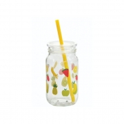 БУРКАН СТЪКЛО СЪС СЛАМКА ДЕКОР ВАКУУМЕН КАПАК 380мл S-568 SARINA /290537/ /12/