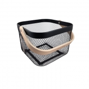 КОШНИЦА МЕТАЛНА ЧЕРНА С ДЪРВ,ДРЪЖКА 24*24*17,5см Danny Home