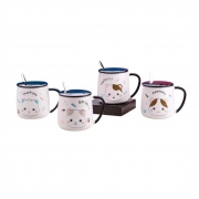 ЧАША ПОРЦ. КОТЕ С КАПАЧЕ И ЛЪЖИЧКА Ф8см Н10см 