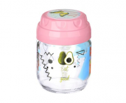 БУРКАН СТЪКЛО 425мл VNTAGE  ДЕКОР С ШАРЕН КАПАК TZ