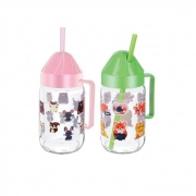 БУРКАН СЪС СЛАМКА СТЪКЛО С КАПАК С ДРЪЖКА ДЕКОР 300мл S-750 SARINA /290589/ /24/