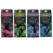 МОЛИВИ ЦВЕТНИ 12цвята С ГУМА ЖИВОТНИ 19см