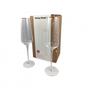 К-КТ 2бр.ЧАШИ СТЪКЛО ЗА ШАМПАНСКО НА СТОЛЧЕ ЗВЕЗДИЧКИ ЗЛАТЕН КАНТ 237мл Danny Home