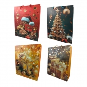ТОРБИЧКИ ПОД. 10бр. КАРТОН КОЛЕДНИ ПОДАРЪЦИ БЛЕСТЯЩИ 40*31*12см