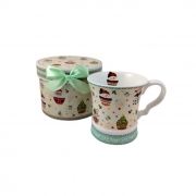 ЧАША ПОРЦ. КОЛЕДНА КЕКСЧЕТА В ПОД.КУТ. Ф9,1см Н9,5см