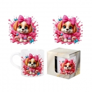 ЧАША КЕРАМ. НИСКА ДЕТСКА КУЧЕ С ПАНДЕЛКА Н7см Ф7см В КУТИЯ