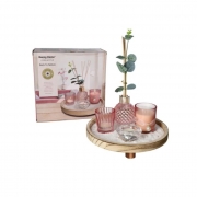 АРОМА СЕТ- 8 ЧАСТИ-аром.масло,3 свещника,2 свещи,клечки,аром.раст,дърв.пост.,пясък Danny Home