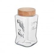 БУРКАН СТЪКЛО ORGANIC MADE ДЪРВ.КАПАК 1100мл S-803-1 SARINA /290626/ /12/