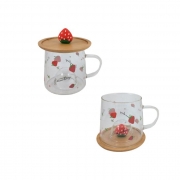 ЧАША СТЪКЛО ЯГОДКА ДЪРВ.ПОСТАВКА/КАПАЧЕ Ф7см Н8см В76260