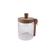 БУРКАН СТЪКЛО С ДЪРВ. КАПАК И ЛЪЖИЧКА 600мл Danny Home