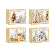 ТОРБИЧКИ ПОД. 10бр. КАРТОН ШИРОКИ КОЛЕДНИ ЗЛАТНИ 24*18*10см